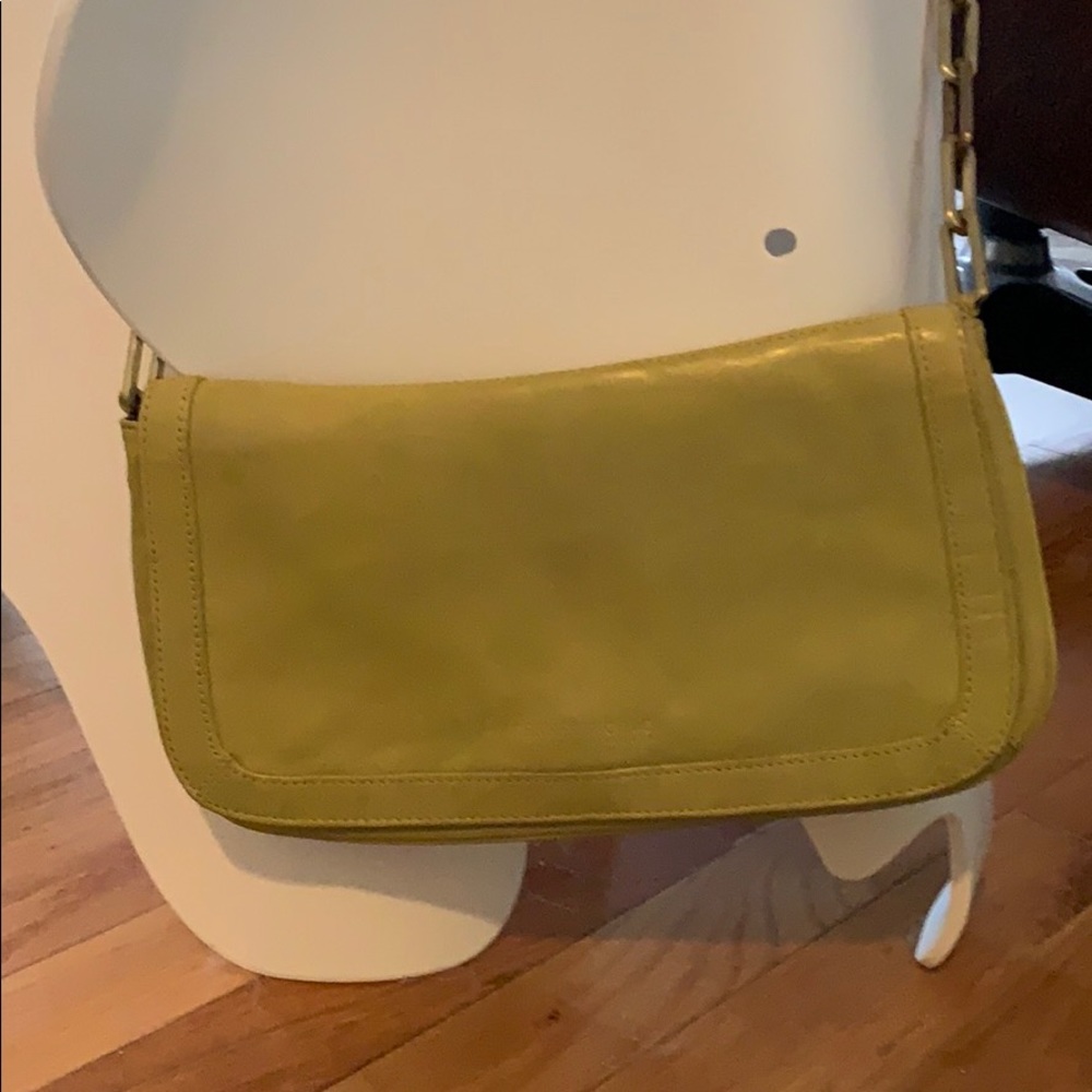 Chartreuse leather Kenneth Cole shoulder bag.